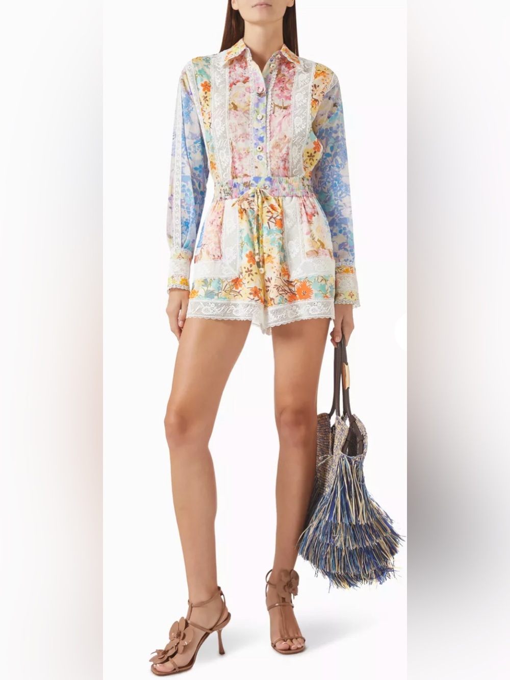 AUTH WOMEN’S L/S ZIMMERMANN SOLSTICE SPLICED SHIRT - SZ 0P